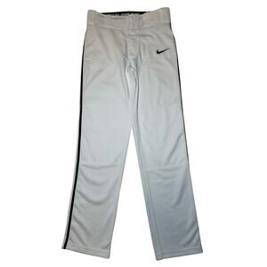 Nike Dri Fit Youth Boys Size Medium White Black Stripe Baseball Pant Swoosh